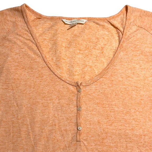 Victoria's Secret Peach Henley Top Size M/M Womens Casual Knit - Picture 4 of 11